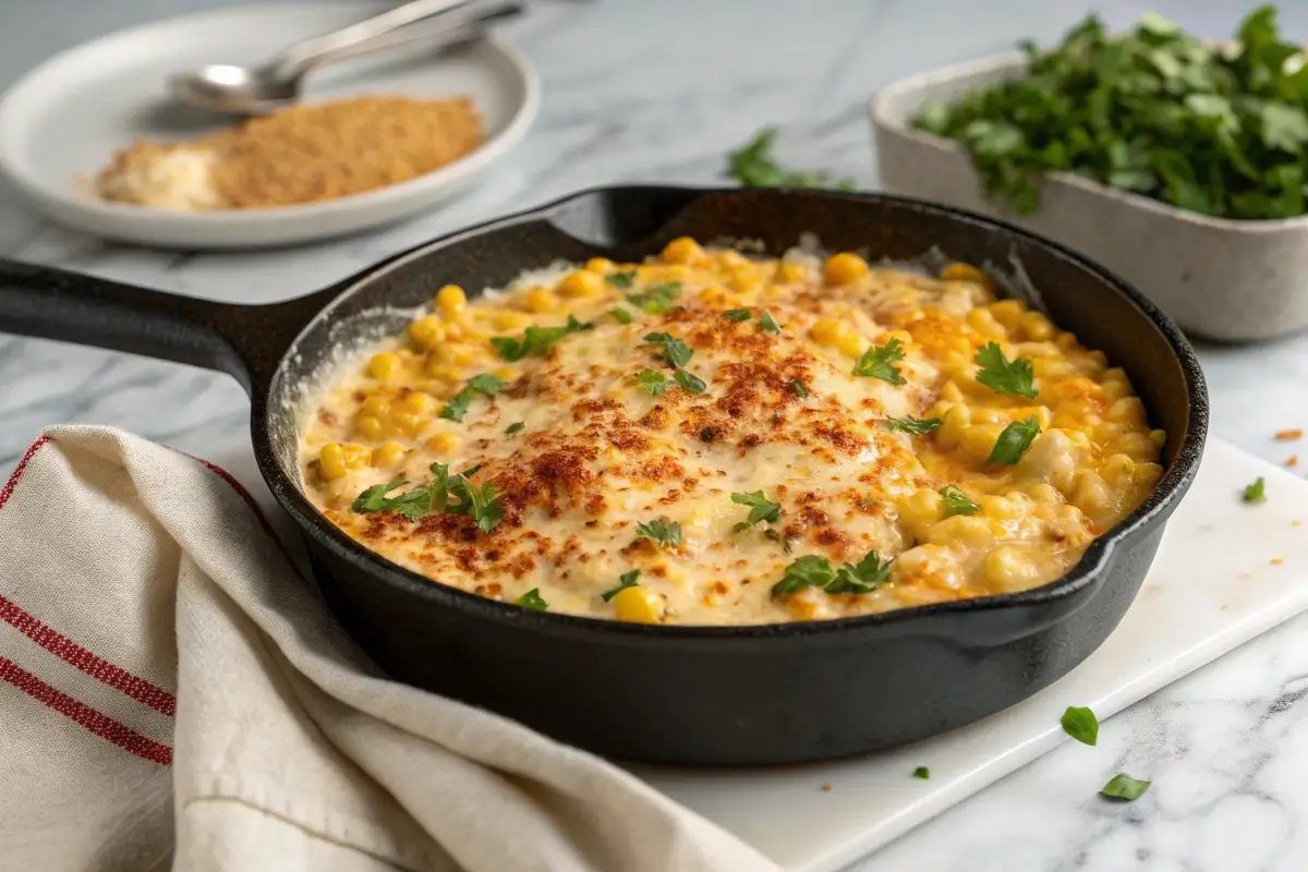 Cheesy corn recipe with creamy melted cheese