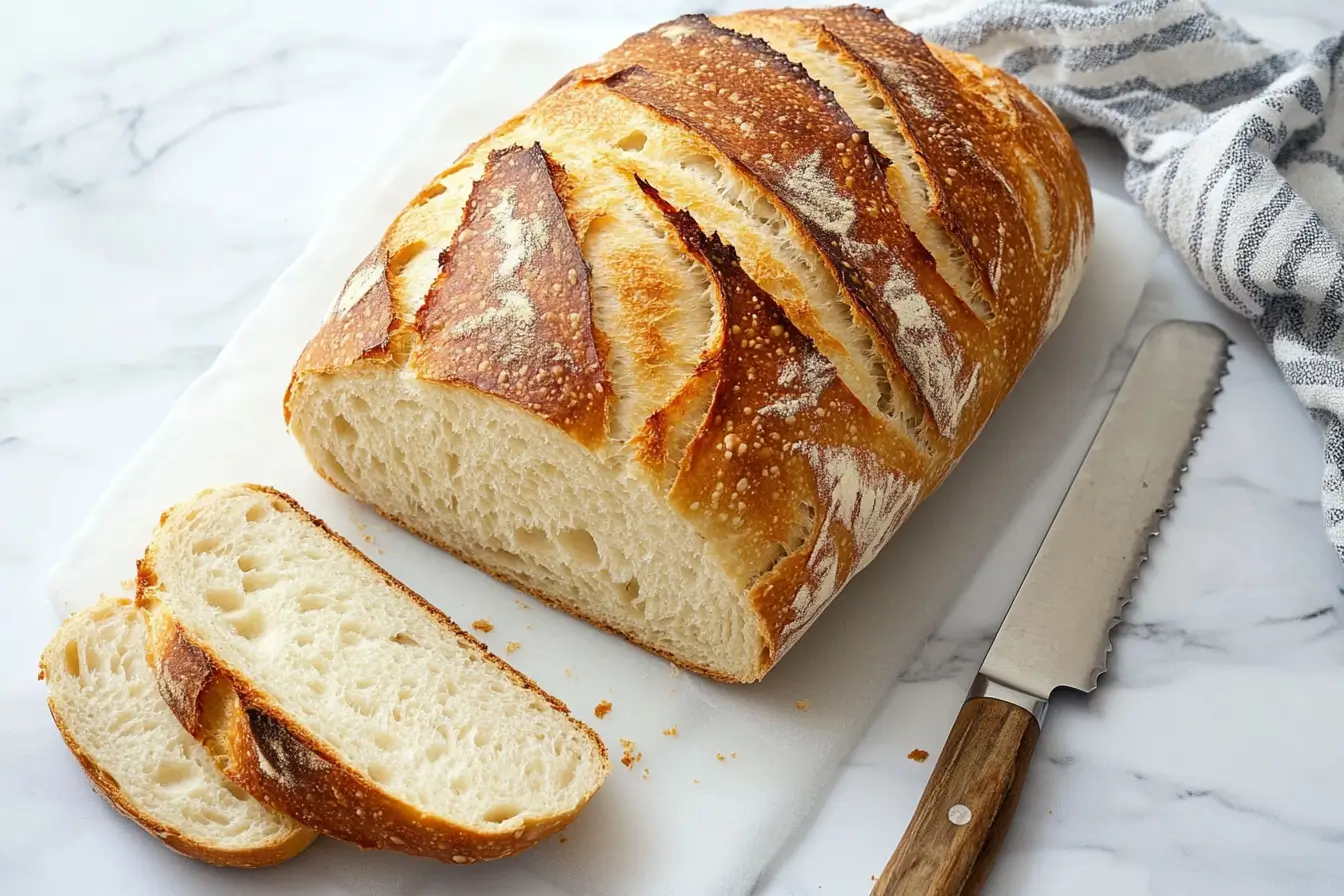 Freshly baked homemade Italian bread with a crispy crust and soft interior.