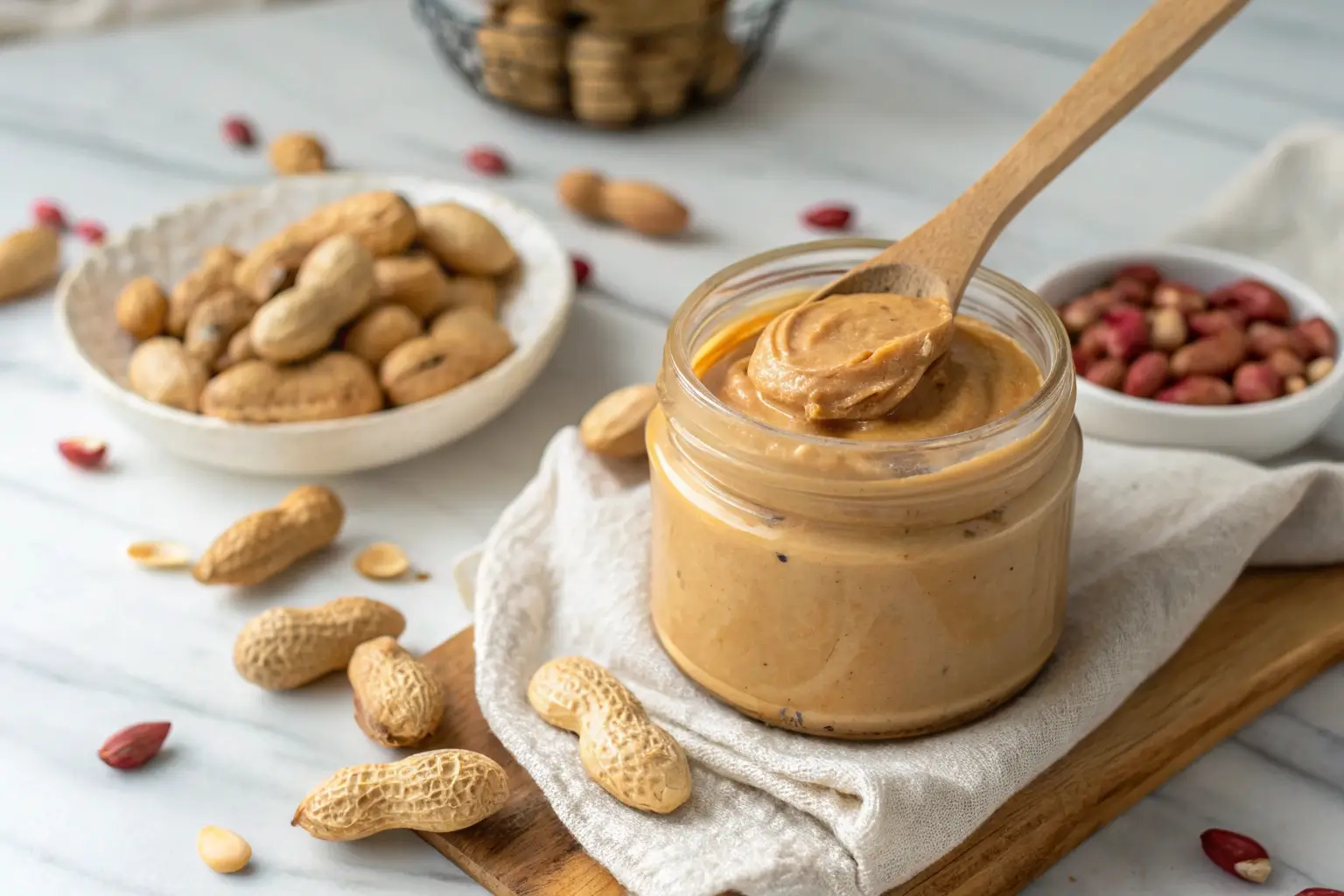 Peanut Butter Benefits – Creamy Peanut Butter in a Jar with Spoon