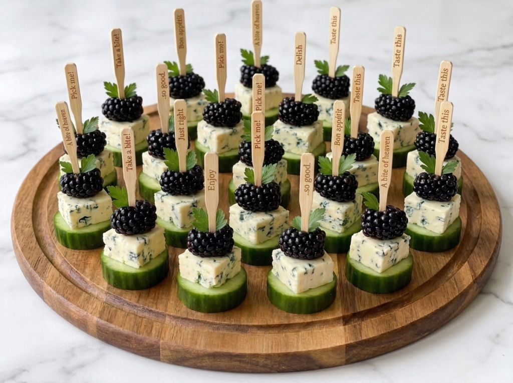 Cucumber Blue Cheese & Blackberry Bites