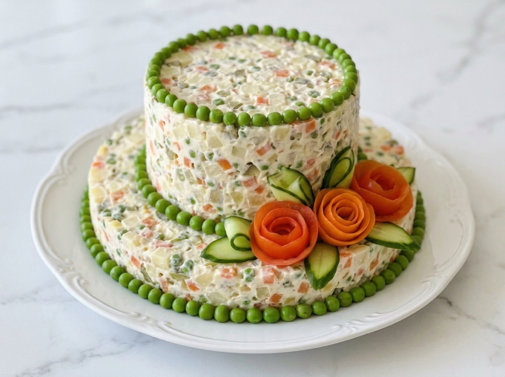 Russian Olivier Salad Cake